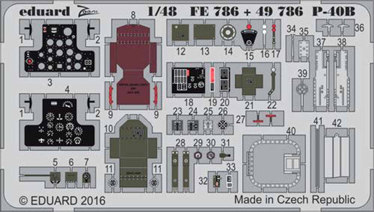 Eduard FE786 Etched Aircraft Detailling Set 1:48 Curtiss P-40B Tomahawk