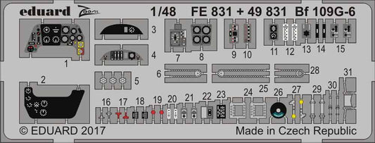 Eduard FE831 Etched Aircraft Detailling Set 1:48 Messerschmitt Bf-109G-6