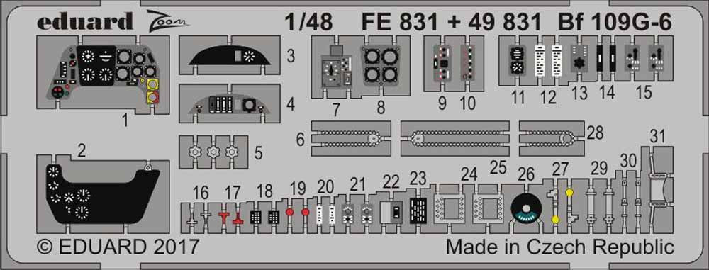 Eduard FE831 Etched Aircraft Detailling Set 1:48 Messerschmitt Bf-109G-6