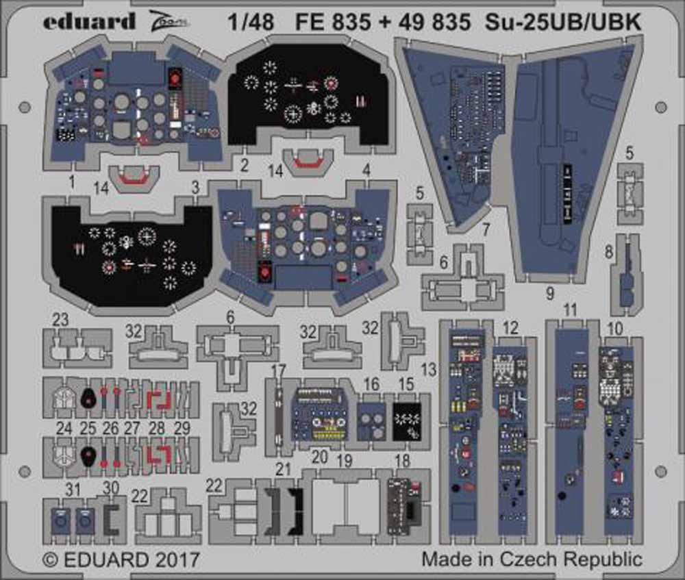 Eduard FE835 Etched Aircraft Detailling Set 1:48 Sukhoi Su-25UB/UBK