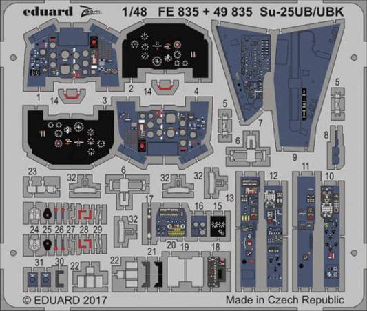 Eduard FE835 Etched Aircraft Detailling Set 1:48 Sukhoi Su-25UB/UBK