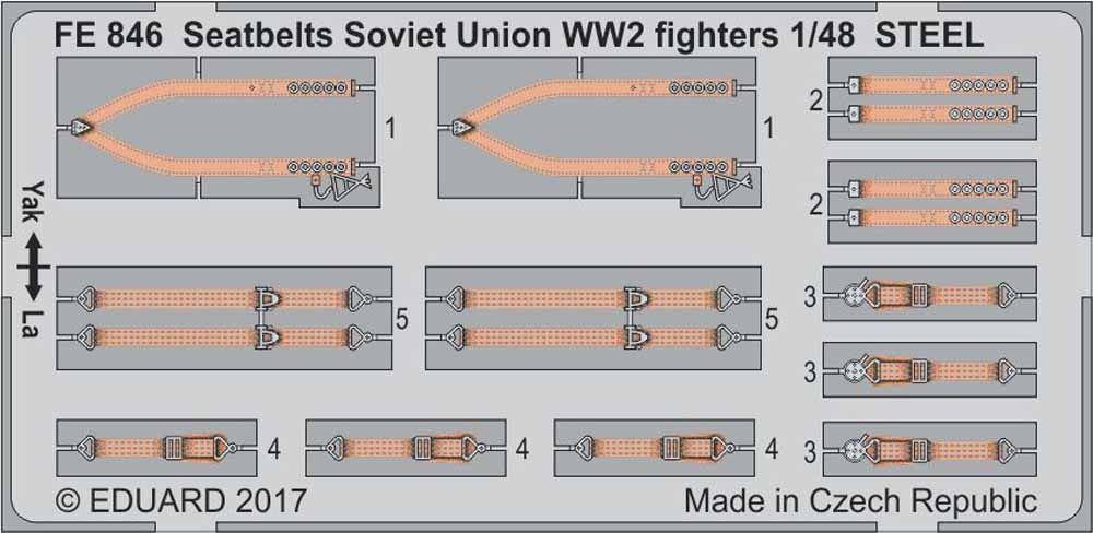 Eduard FE846 Etched Aircraft Detailling Set 1:48 Seatbelts Soviet Union WWII fig