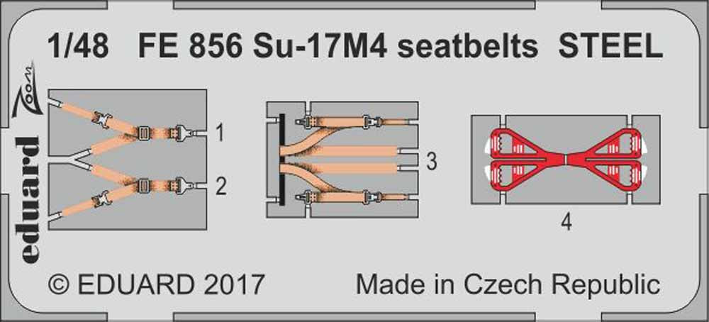 Eduard FE856 Etched Aircraft Detailling Set 1:48 Sukhoi Su-17M4 seatbelts Steel