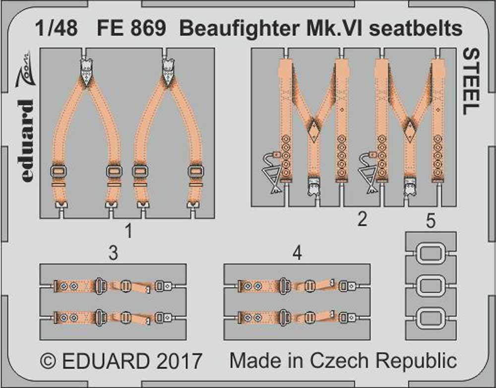 Eduard FE869 Etched Aircraft Detailling Set 1:48 Bristol Beaufighter Mk.VI seatb