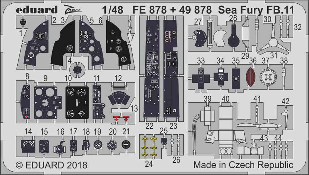 Eduard FE878 Etched Aircraft Detailling Set 1:48 Hawker Sea Fury FB.11