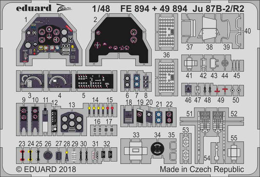 Eduard FE894 Etched Aircraft Detailling Set 1:48 Junkers Ju-87B/R-2 'Stuka'