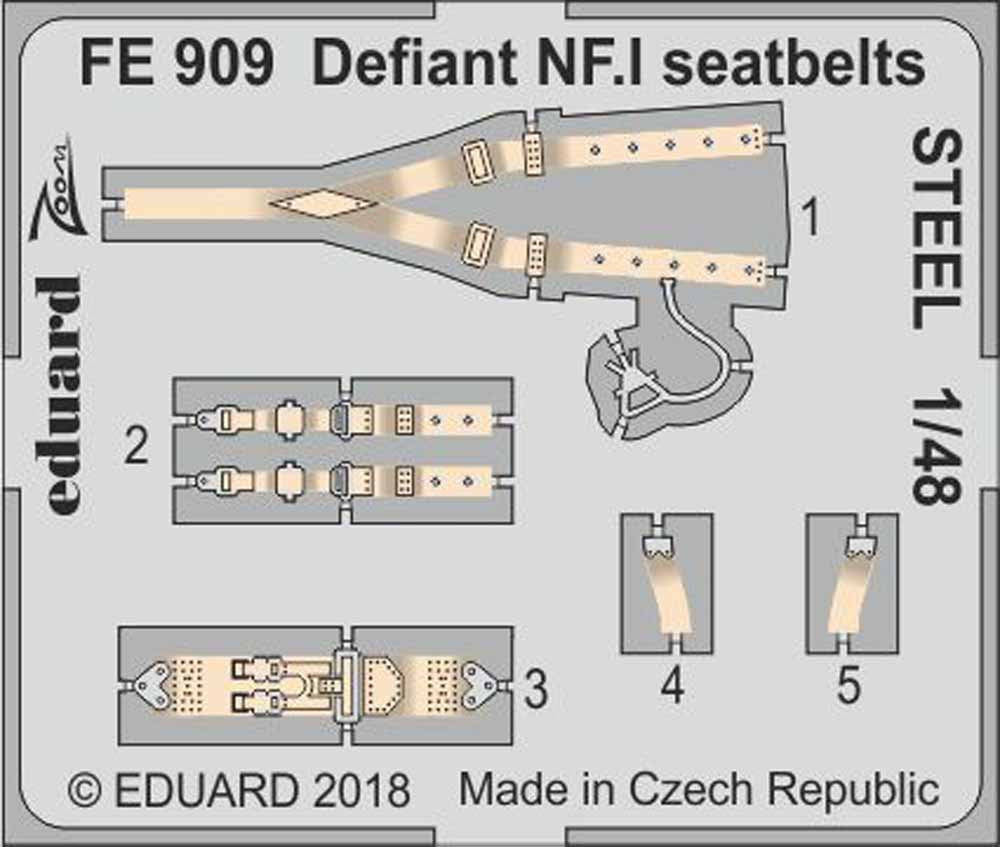 Eduard FE909 Etched Aircraft Detailling Set 1:48 Boulton-Paul Defiant NF.I seatb