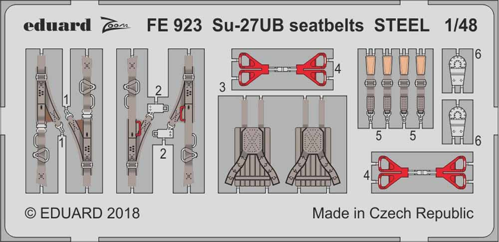 Eduard FE923 Etched Aircraft Detailling Set 1:48 Sukhoi Su-27UB seatbelts Steel