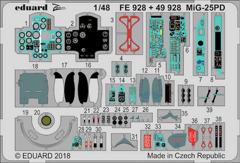 Eduard FE928 Etched Aircraft Detailling Set 1:48 Mikoyan MiG-25PD