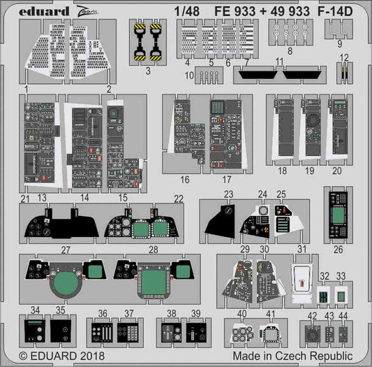 Eduard FE933 Etched Aircraft Detailling Set 1:48 Grumman F-14D Tomcat