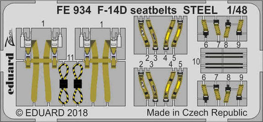 Eduard FE934 Etched Aircraft Detailling Set 1:48 Grumman F-14D Tomcat seatbelts