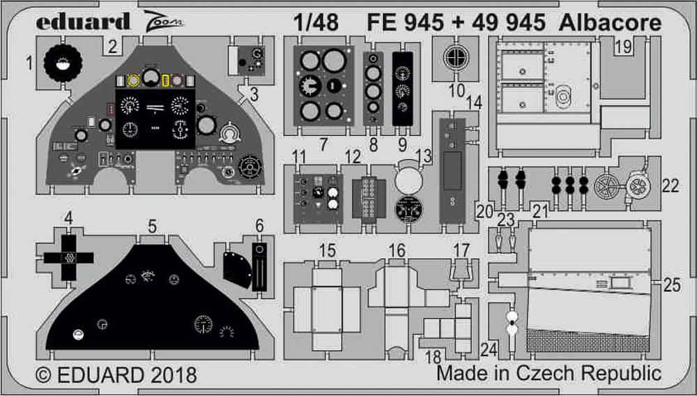Eduard FE945 Etched Aircraft Detailling Set 1:48 Fairey Albacore
