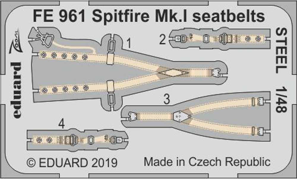 Eduard FE961 Etched Aircraft Detailling Set 1:48 Supermarine Spitfire Mk.1 seatb