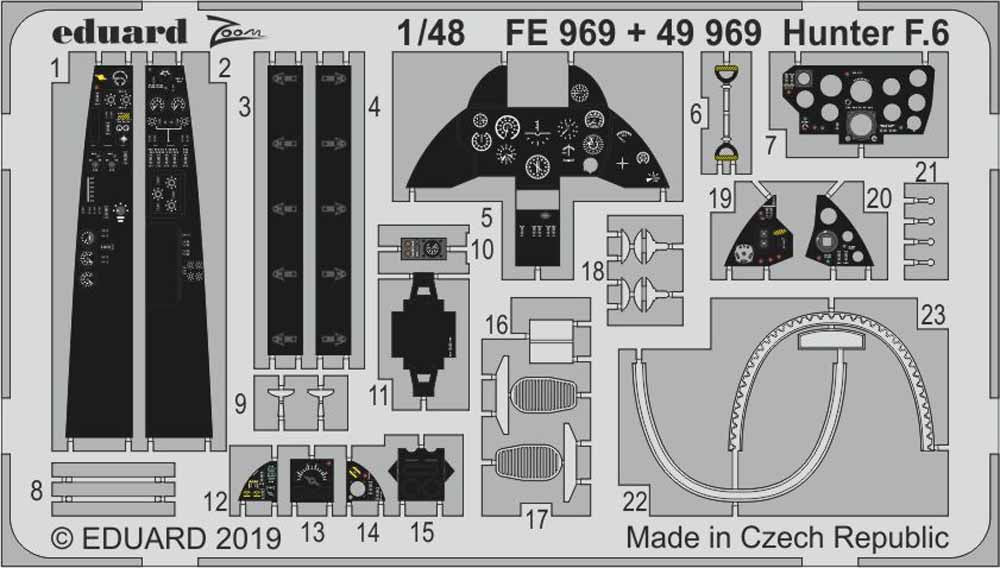 Eduard FE969 Etched Aircraft Detailling Set 1:48 Hawker Hunter F.6