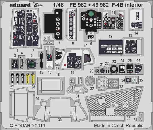 Eduard FE982 Etched Aircraft Detailling Set 1:48 McDonnell F-4B Phantom II inter