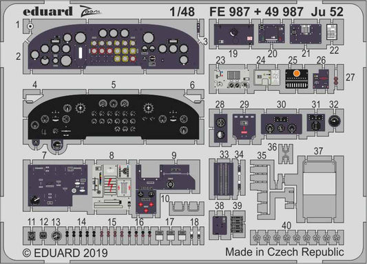Eduard FE987 Etched Aircraft Detailling Set 1:48 Junkers Ju-52/3M