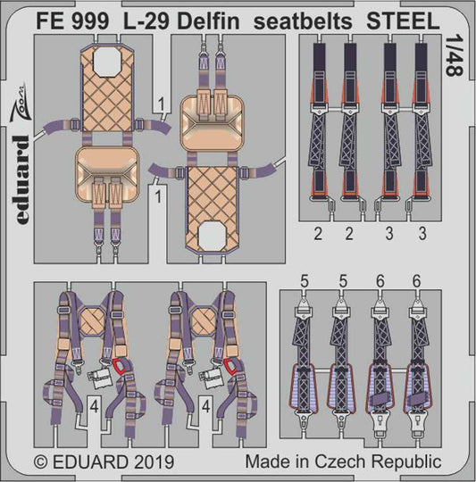 Eduard FE999 Etched Aircraft Detailling Set 1:48 Aero L-29 'Delfin' seatbelts St