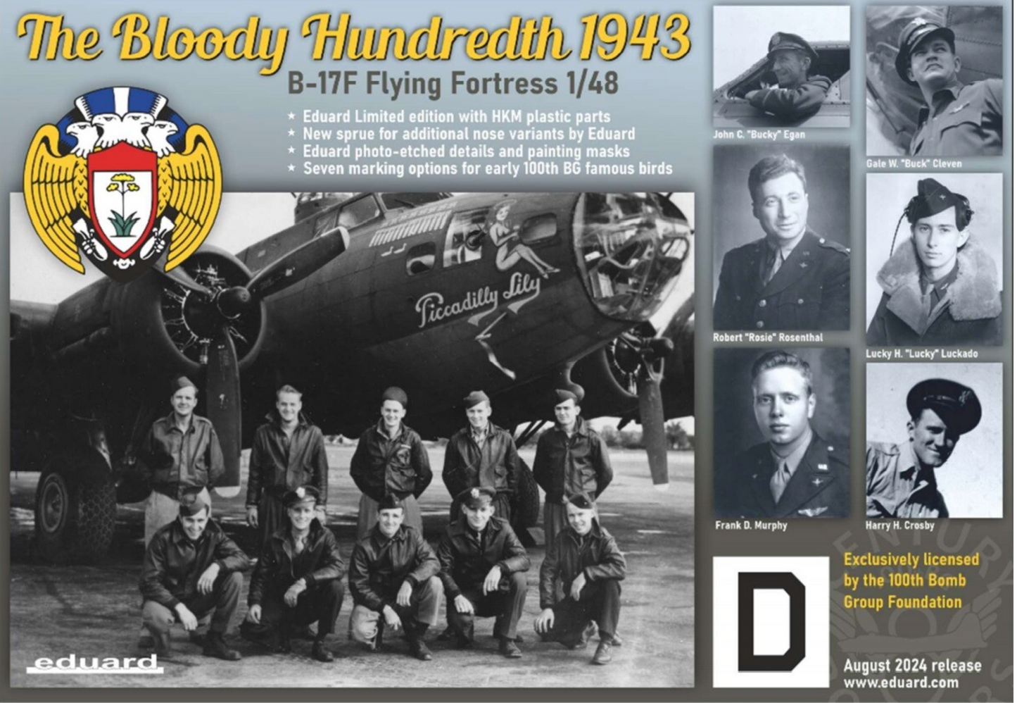 Eduard 11183 The Bloody Hundredth 1943 Boeing B-17F Flying Fortress 1:48 Model Kit with Poster