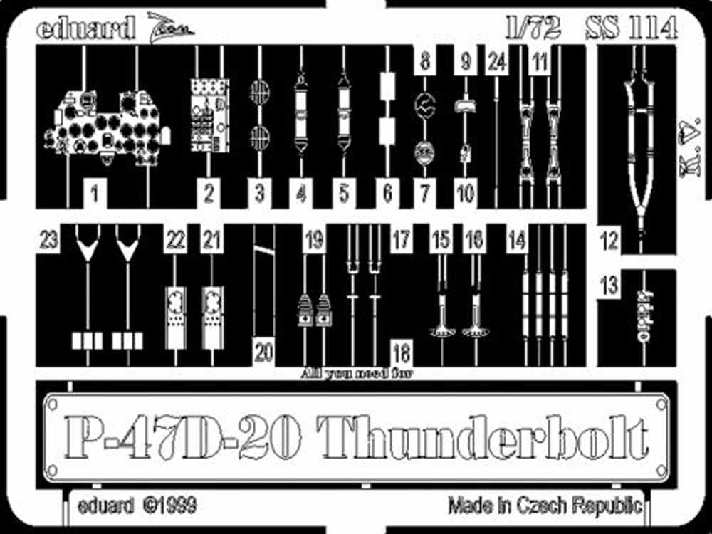 Eduard SS114 Etched Aircraft Detailling Set 1:72 Republic P-47D Thunderbolt