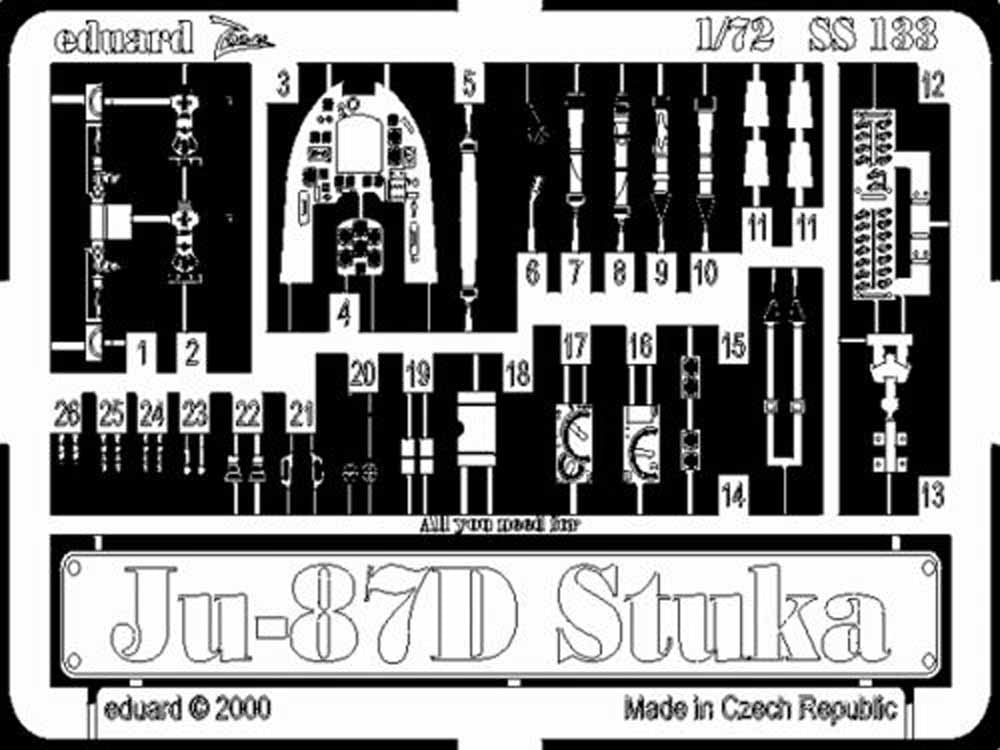 Eduard SS133 Etched Aircraft Detailling Set 1:72 Junkers Ju-87D/Ju-87G 'Stuka'