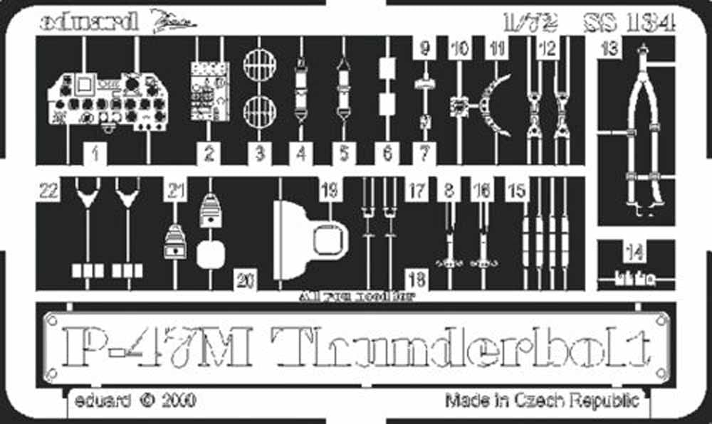 Eduard SS134 Etched Aircraft Detailling Set 1:72 Republic P-47M Thunderbolt