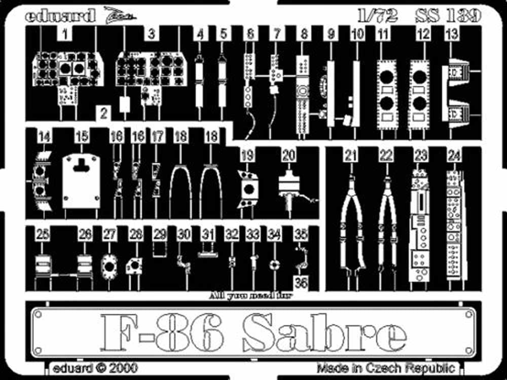 Eduard SS139 Etched Aircraft Detailling Set 1:72 North-American F-86F Sabre