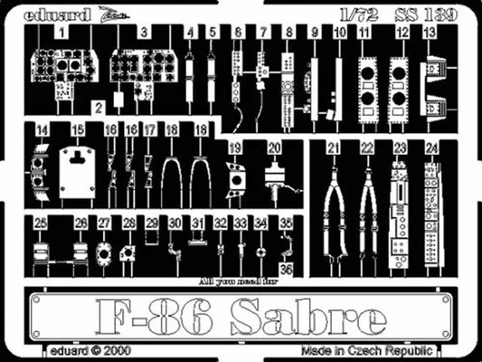 Eduard SS139 Etched Aircraft Detailling Set 1:72 North-American F-86F Sabre