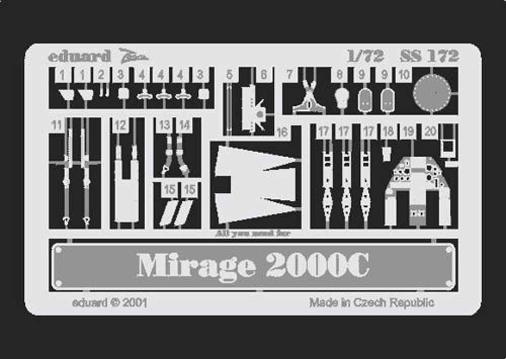 Eduard SS172 Etched Aircraft Detailling Set 1:72 Dassault Mirage 2000C