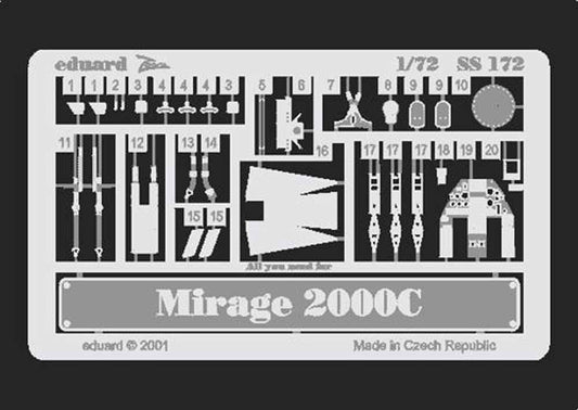 Eduard SS172 Etched Aircraft Detailling Set 1:72 Dassault Mirage 2000C