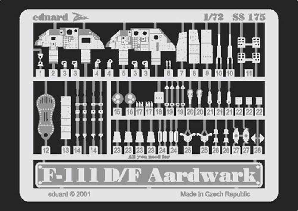 Eduard SS175 Etched Aircraft Detailling Set 1:72 General-Dynamics F-111D/F Aardv