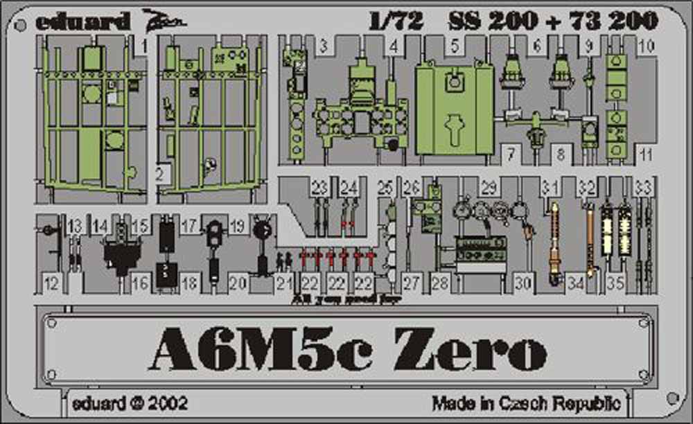 Eduard SS200 Etched Aircraft Detailling Set 1:72 Mitsubishi A6M5c 'Zero' Pre-pai