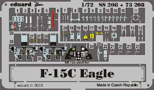 Eduard SS208 Etched Aircraft Detailling Set 1:72 McDonnell F-15C Eagle Pre-paint