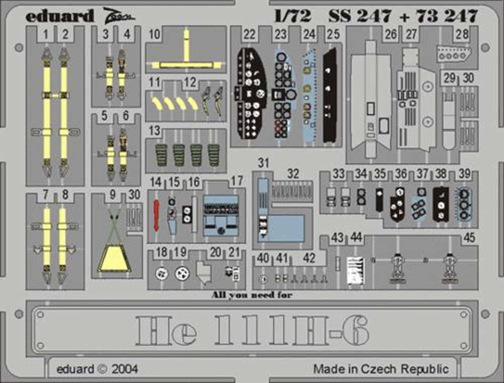 Eduard SS247 Etched Aircraft Detailling Set 1:72 Heinkel He-111H-6 Pre-painted i