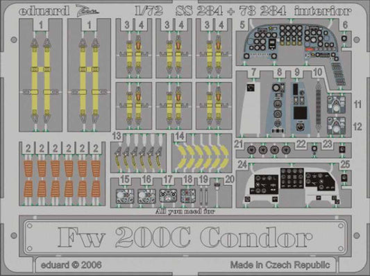 Eduard SS284 Etched Aircraft Detailling Set 1:72 Focke-Wulf Fw-200C Condor inter