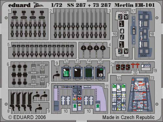 Eduard SS287 Etched Aircraft Detailling Set 1:72 Westland EH-101 Merlin Pre-pain