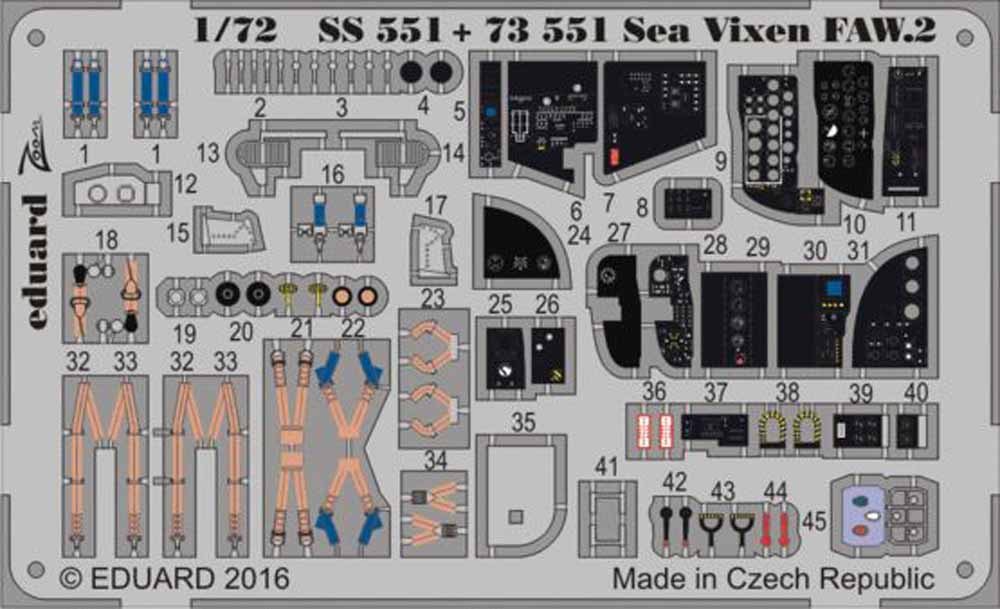 Eduard SS551 Etched Aircraft Detailling Set 1:72 de Havilland Sea Vixen FAW.2
