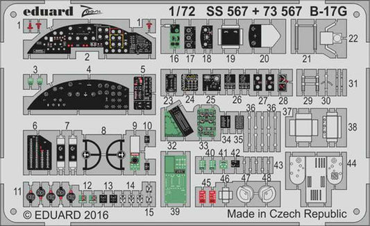 Eduard SS567 Etched Aircraft Detailling Set 1:72 Boeing B-17G Flying Fortress