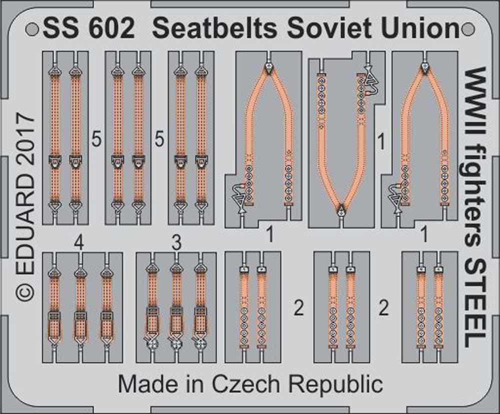 Eduard SS602 Etched Aircraft Detailling Set 1:72 Seatbelts Soviet Union WWII fig