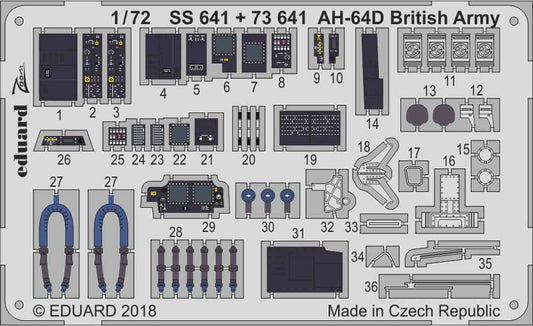 Eduard SS641 Etched Aircraft Detailling Set 1:72 Boeing AH-64D British Army