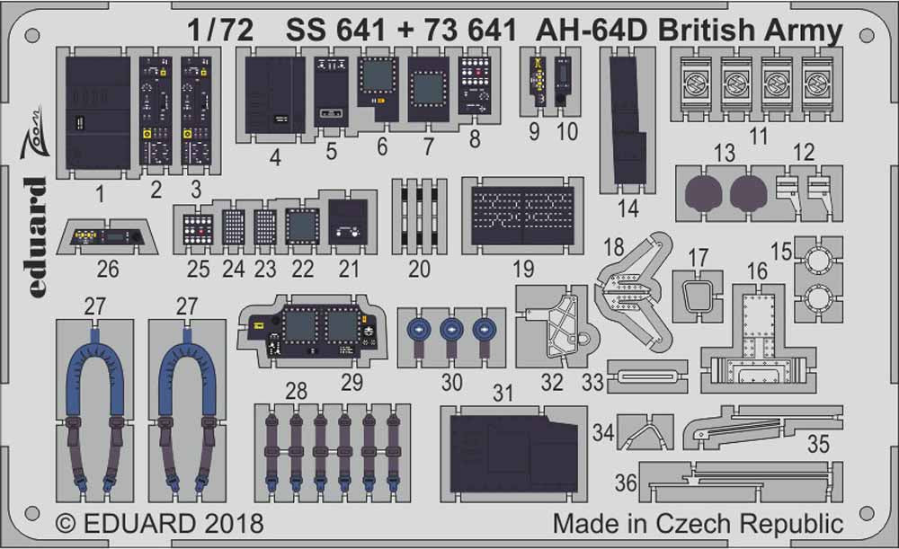 Eduard SS641 Etched Aircraft Detailling Set 1:72 Boeing AH-64D British Army
