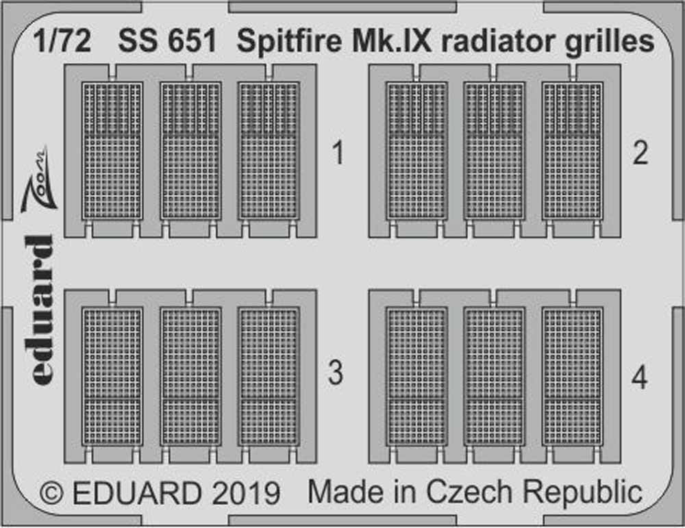 Eduard SS651 Etched Aircraft Detailling Set 1:72 Supermarine Spitfire Mk.IX radi