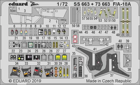 Eduard SS663 Etched Aircraft Detailling Set 1:72 McDonnell-Douglas F/A-18A Horne
