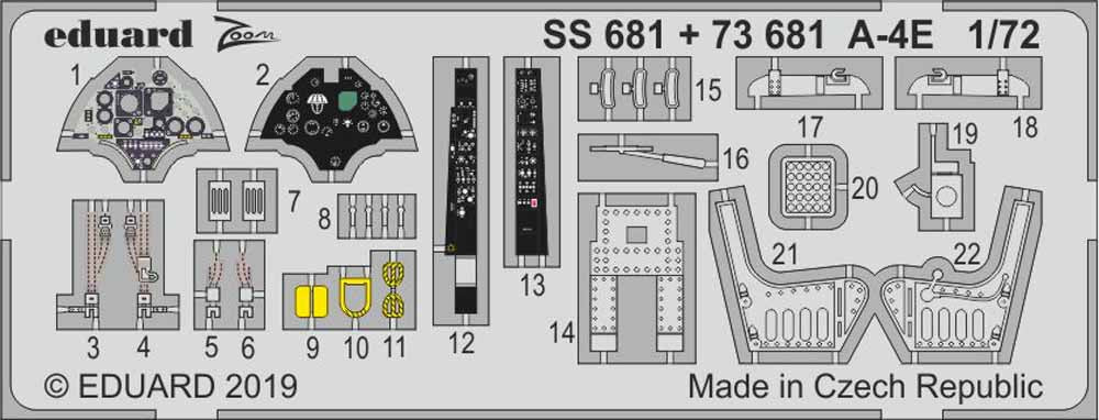 Eduard SS681 Etched Aircraft Detailling Set 1:72 Douglas A-4E Skyhawk