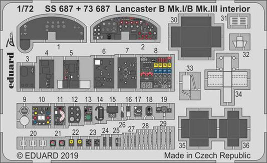Eduard SS687 Etched Aircraft Detailling Set 1:72 Avro Lancaster B.I/III interior