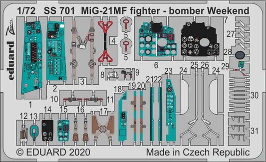 Eduard SS701 Etched Aircraft Detailling Set 1:72 Mikoyan MiG-21MF fighter-bomber