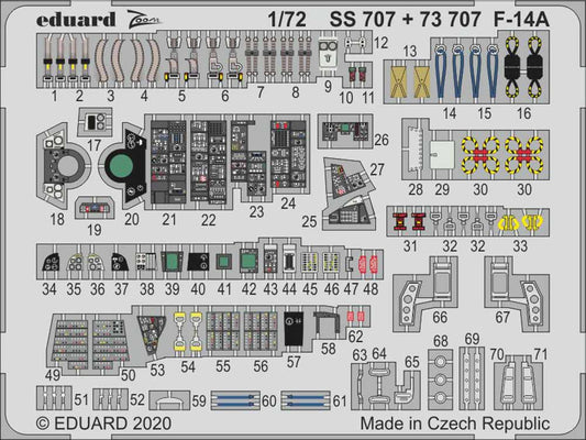 Eduard SS707 Etched Aircraft Detailling Set 1:72 Grumman F-14A Tomcat