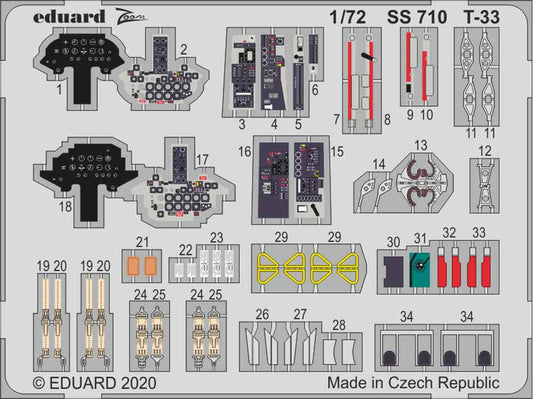 Eduard SS710 Etched Aircraft Detailling Set 1:72 Lockheed T-33 Shooting Star