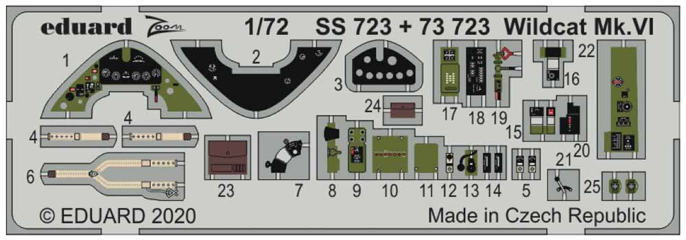 Eduard SS723 Etched Aircraft Detailling Set 1:72 Grumman Wildcat Mk.VI