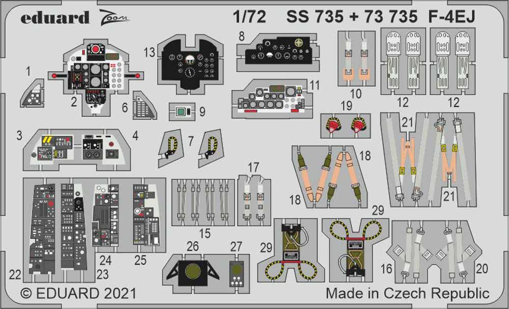 Eduard SS735 Etched Aircraft Detailling Set 1:72 McDonnell F-4EJ Phantom