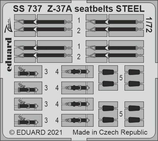 Eduard SS737 Etched Aircraft Detailling Set 1:72 Let Z-37A seatbelts Steel